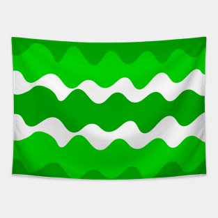 Green and white horizontal waves pattern Tapestry