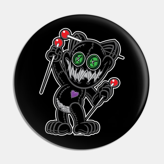 VooDoo Black Kitty Cat Doll Joker Pin by eShirtLabs