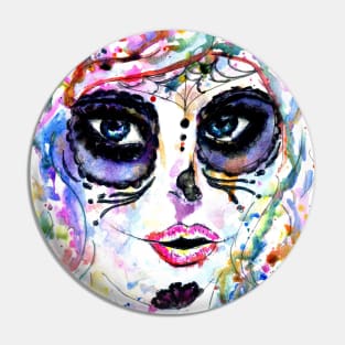 Sugarskull girl painting Pin