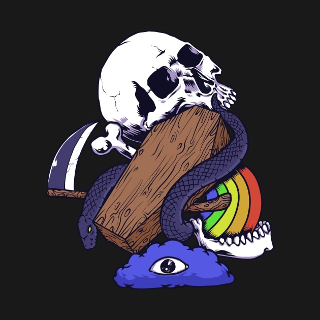 Psycho Skull Rainbow Art by Zuvarie