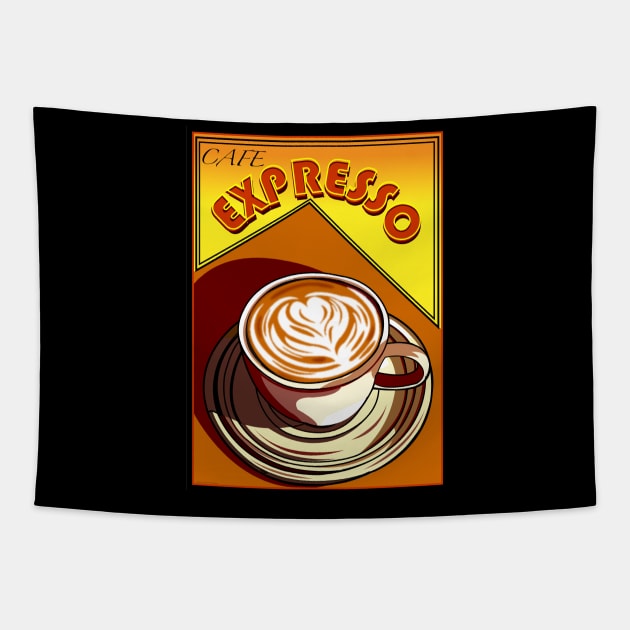 CAFE COFFEE EXPRESSO CAPPUCINO Tapestry by Larry Butterworth