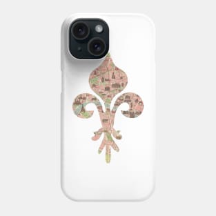 Fleur-de-lis cut from 1911 Paris Monuments Map Phone Case