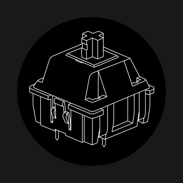 Mechanical Keyboard Cherry MX Switch Technical Line Drawing White on Black by Charredsky