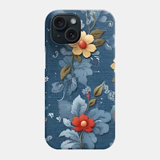 Abstract flower denim textures pattern Phone Case