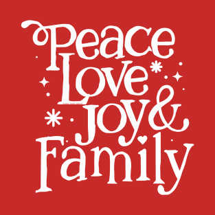 Pretty Peace Love Joy and Family Christmas T-Shirt