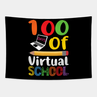 100th Day Of Virtual School Learning Teachers Students Gift Tapestry