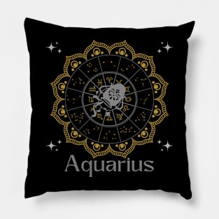 Aquarius Zodiac Mandala Pillow