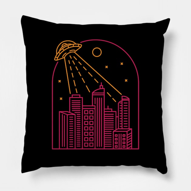 Ufo Attack 1 Pillow by VEKTORKITA