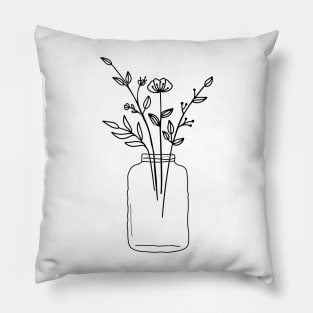 line drawing flowers Pillow