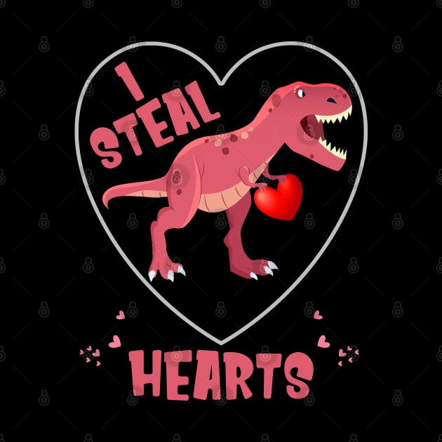 I Steal Hearts - Valentine's Day Dinosaur by chouayb