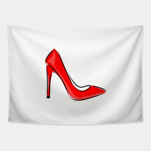 Bright red high-heeled shoe Tapestry