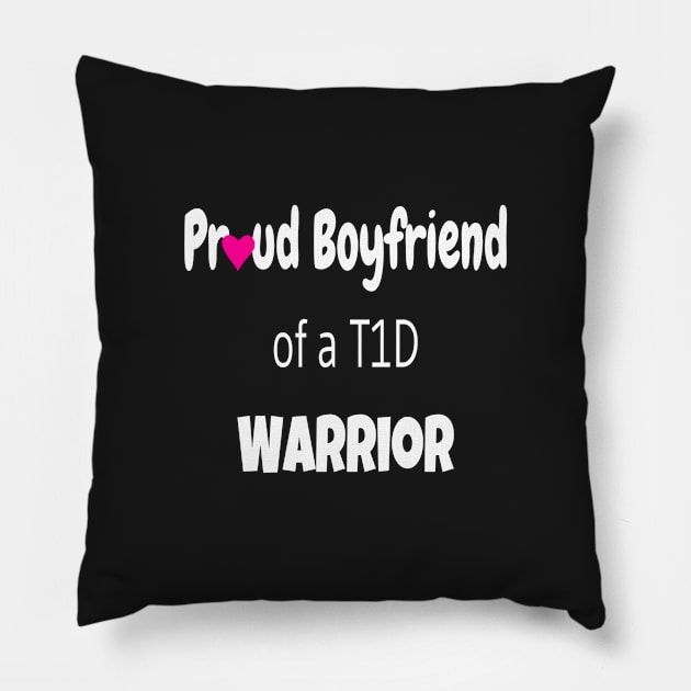 Proud Boyfriend White Text Pink Heart Pillow by CatGirl101