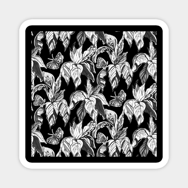 Black and White Butterfly Garden Magnet by Carolina Díaz