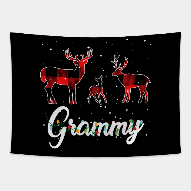 Grammy Reindeer Plaid Pajama Shirt Family Christmas Tapestry by intelus