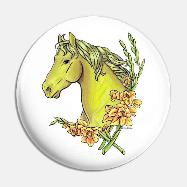 Peridot Horse with Gladiolus Flowers Pin by lizstaley