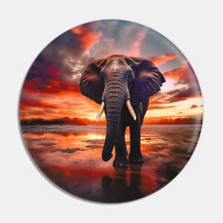 Elephant at Sunset Pin