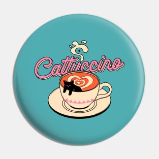 Cappuccino Black Cat in blue Pin