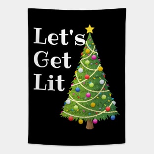 Let's Get Lit Funny Drinking Christmas Tapestry