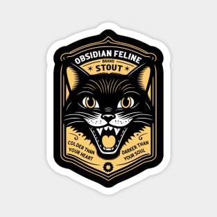 Obsidian Feline Craft Beer Magnet