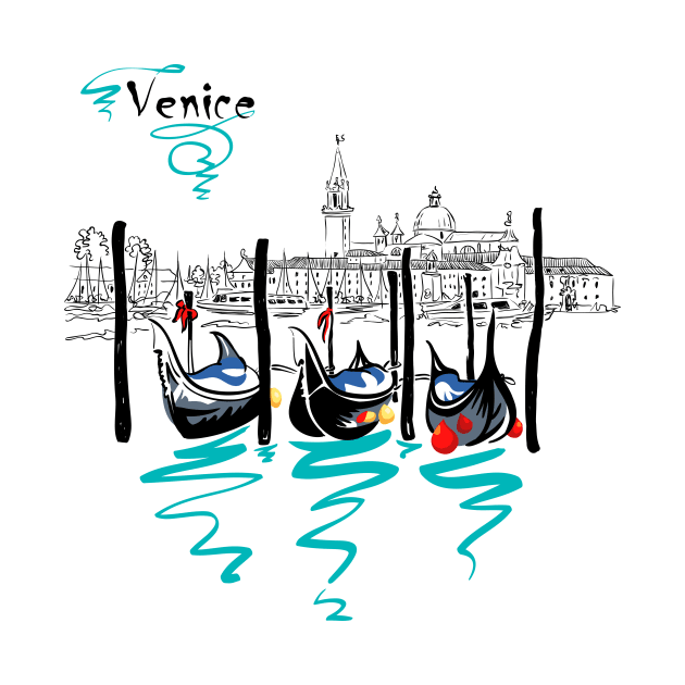 Gondolas in Venice lagoon, Italia by kavalenkava