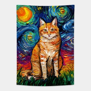 Orange Tabby Night 2 Tapestry