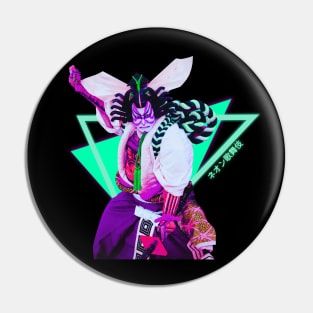 Neon Kabuki God Vaporwave Synthwave Pin