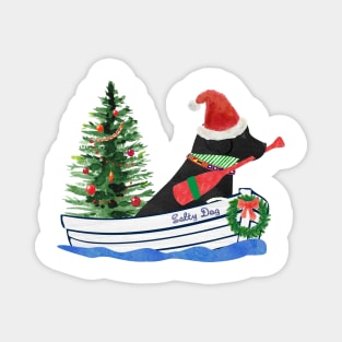 Nautical Preppy Black Lab Aboard The Christmas Salty Dog Magnet