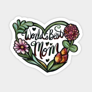 World's Best Mom Flower Heart Magnet