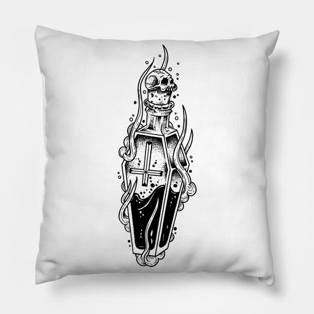 Coffin Potion Bottle Pillow by btcillustration