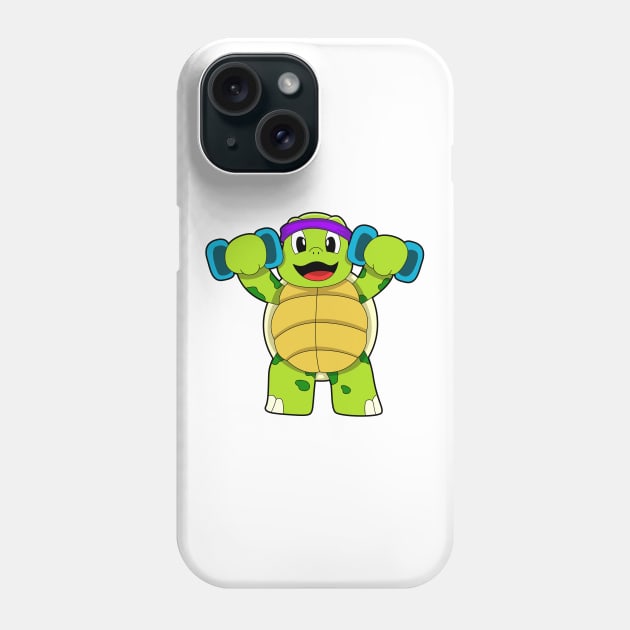 Turtle at Strength training with Dumbbells Phone Case by Markus Schnabel