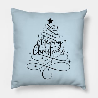 Merry Christmas Tree- Black Pillow