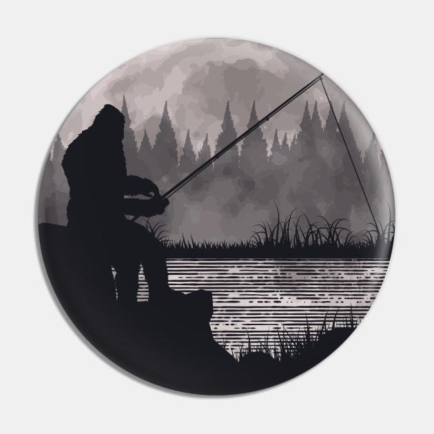 Bigfoot Fishing Pin by Tesszero