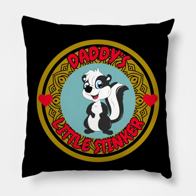 Cute baby animal skunk Daddy's Little Stinker love Pillow by Shean Fritts 