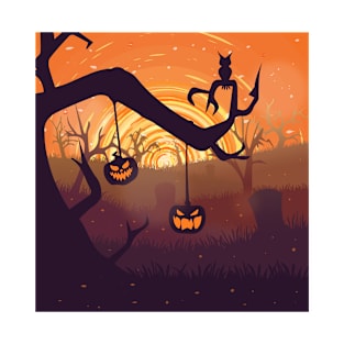 Spooky pumpkin colorful landscape T-Shirt
