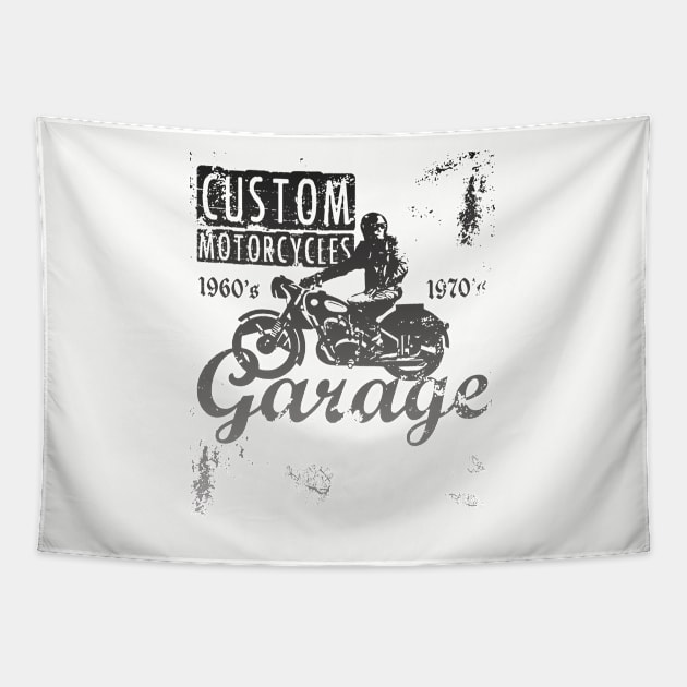 Motorbiker - Custom Motorcycles Tapestry by Kudostees