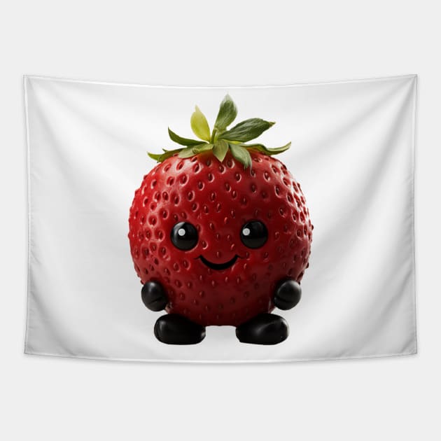 Cute Kawaii Strawberry Tapestry by Cuteopia Gallery