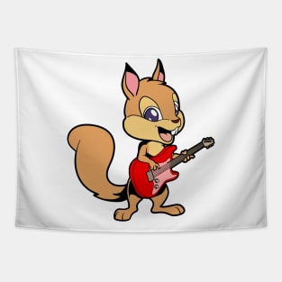 Cartoon squirrel playing electric guitar Tapestry