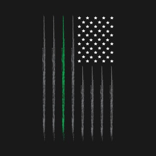 Thin Green Line American Flag EMS First Responder Design T-Shirt