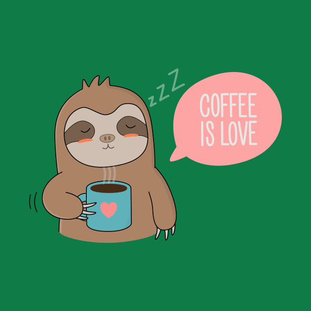 Cute Cartoon Coffee Sloth T-Shirt by happinessinatee