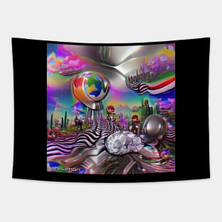 CHROME PSYCHEDELIC DREAMWORLD ORIGINAL DIGITAL GENERATED ART Tapestry