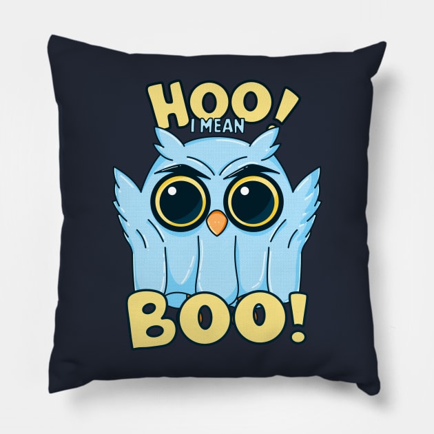 Hootin' Halloween Owl Ghost Pillow by GiveMeThatPencil