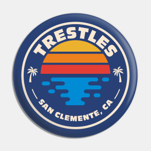 Retro Trestles San Clemente California Vintage Beach Emblem Pin