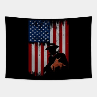 cowboy american flag vintage usa  cowboy Rodeo Roping Horse Riding Tapestry