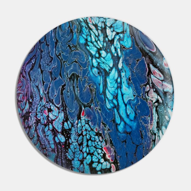 Blue-blue Hoarfrost Fluid Art Pin by Stacey-Design