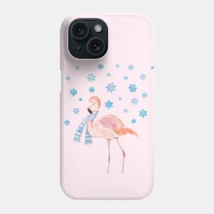 Flamingo with snowflakes Phone Case