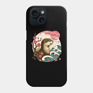 Aquatic Animal Vintage Sunset Art Floral Japanese Otter Phone Case