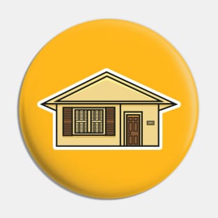 House Building Sticker vector illustration. Building and landmark object icon concept. Beautiful minimalist home front view with roof sticker design logo with shadow. Pin