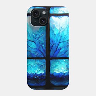January Icy Winter Stained Glass Window Phone Case