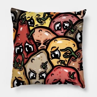 Potato Men Spuds Cartoon Gardening Crowd Illustration Pillow