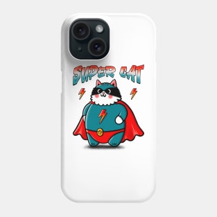 Funny Super Cat Illustration with Superhero Cape, Costume and Mask Phone Case